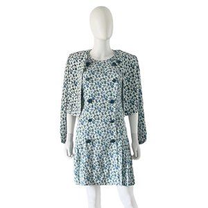 Gianni Versace Couture Vintage 1980s Floral Two Piece Dress and Jacket IT 42